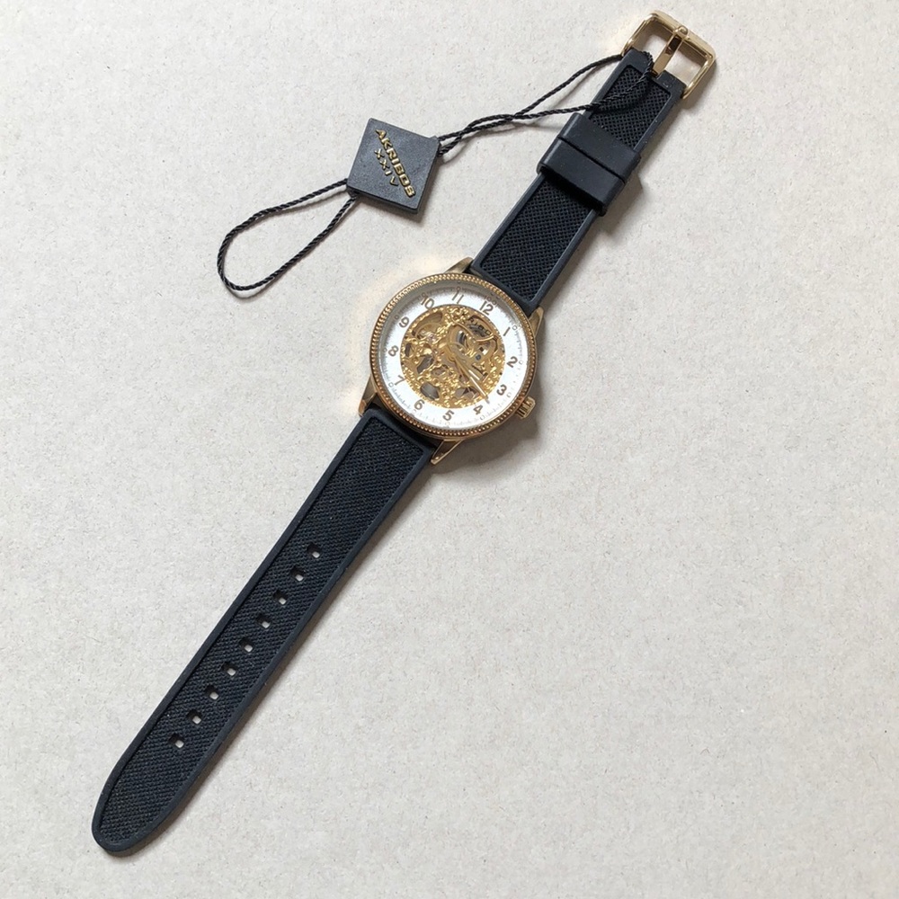 AKRIBOS XXIV MENS Coin Edge Bezel Skeleton